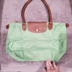 IUC Longchamp Green and Brown Tote Bag